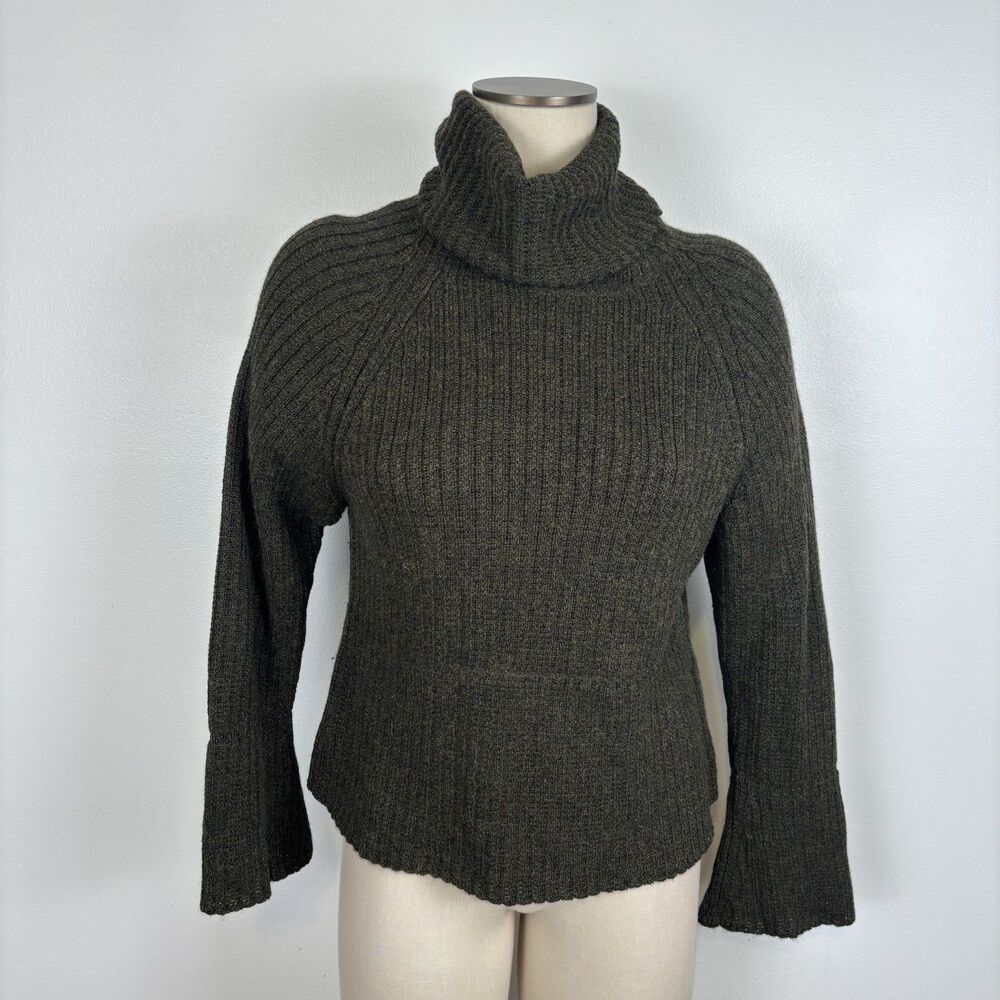 Peruvian Connection Womens M Green Baby Alpaca Wool Blend Turtleneck Sweater